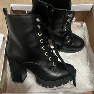 Black Lace-Up Ankle Boots